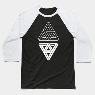 Penrose Triangles on Black Baseball T-Shirt